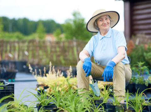 elder woman smiling in semi retired life