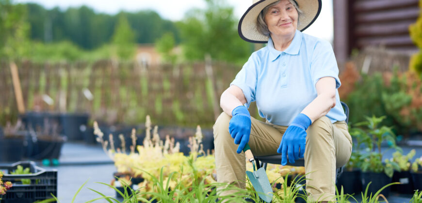 elder woman smiling in semi retired life