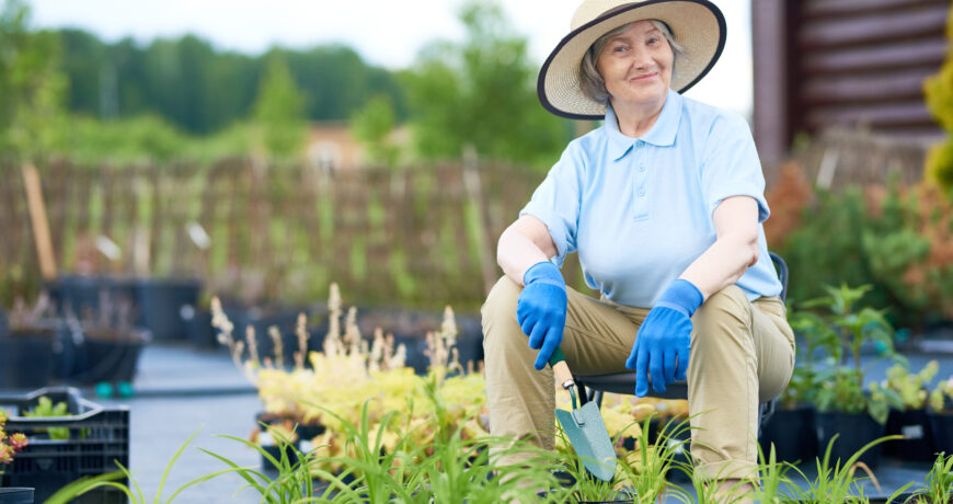 elder woman smiling in semi retired life